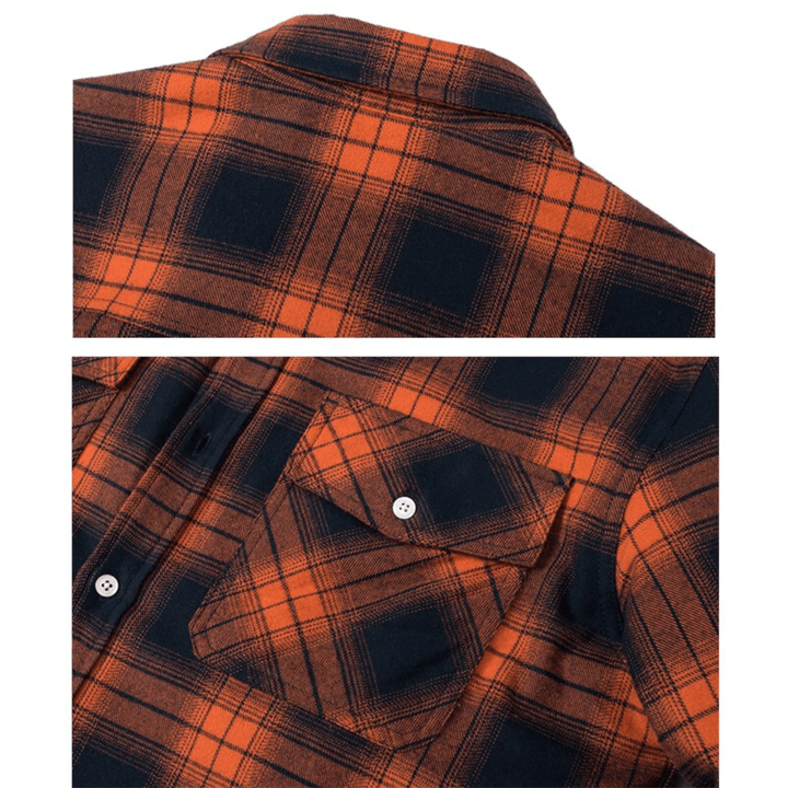 Men's Sherpa-Lined Jacket with Button-Down Front and Two Chest Pockets – Cozy Plaid Design 2