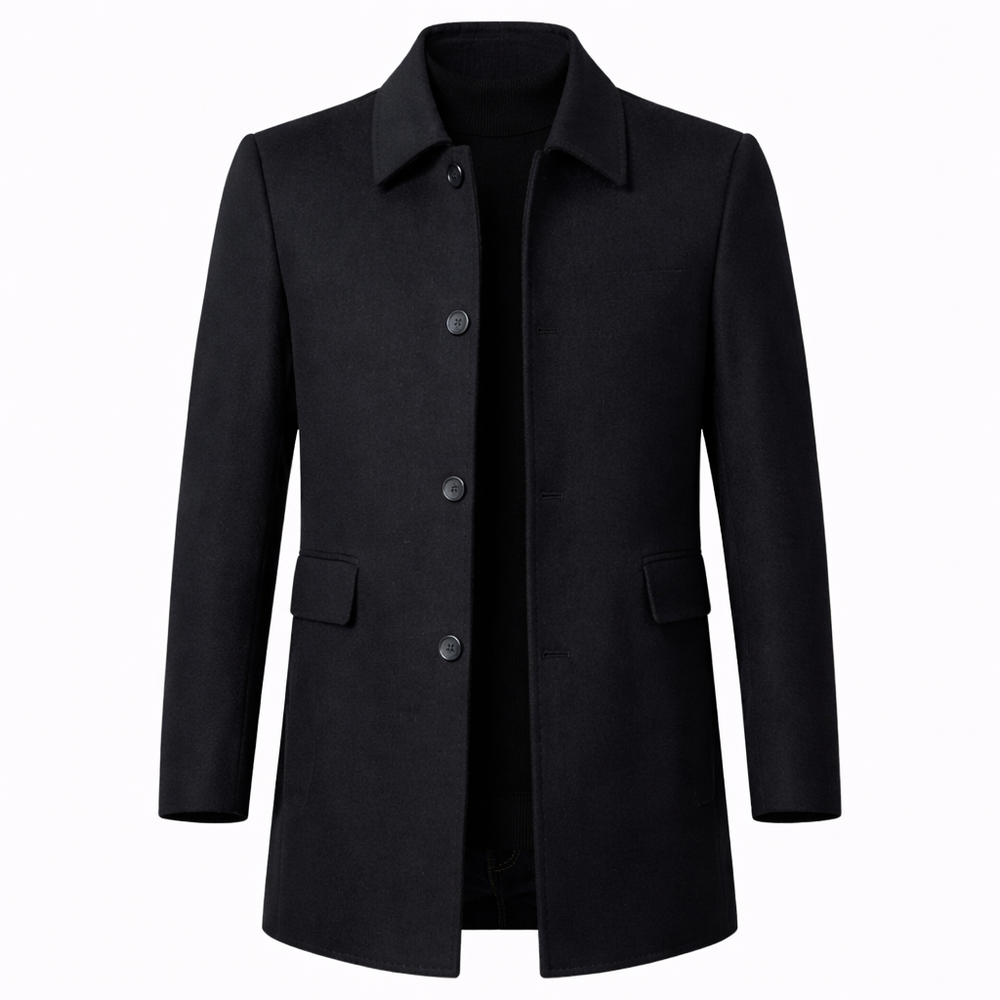 Men's Wool Overcoat with Tailored Fit – Classic Mid-Length Design for Formal and Smart Casual Wear 1