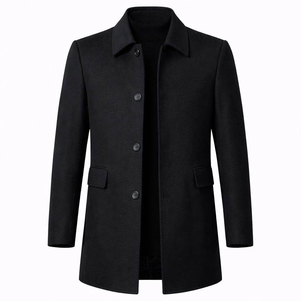 Men's Wool Overcoat with Tailored Fit – Classic Mid-Length Design for Formal and Smart Casual Wear 1