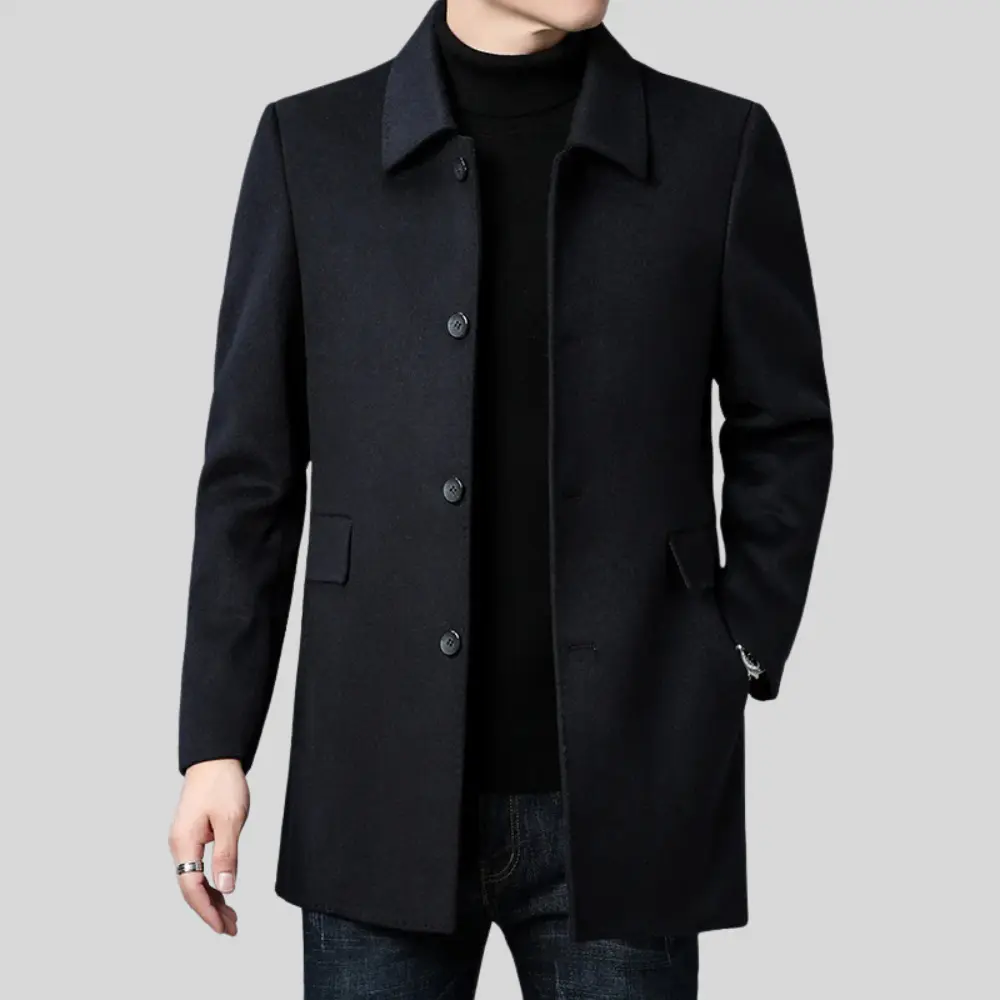 Men's Wool Overcoat with Tailored Fit – Classic Mid-Length Design for Formal and Smart Casual Wear 2