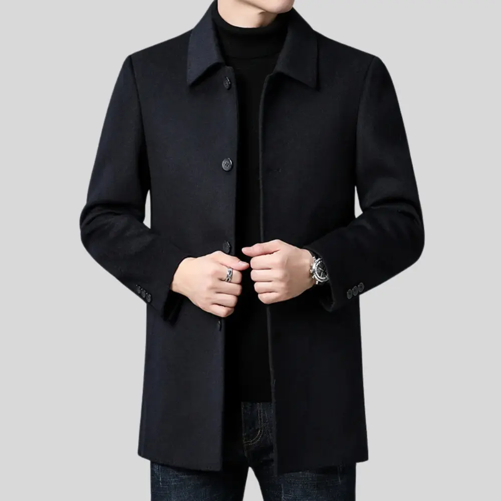 Men's Wool Overcoat with Tailored Fit – Classic Mid-Length Design for Formal and Smart Casual Wear 3
