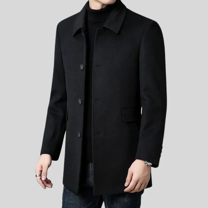 Men's Wool Overcoat with Tailored Fit – Classic Mid-Length Design for Formal and Smart Casual Wear 4