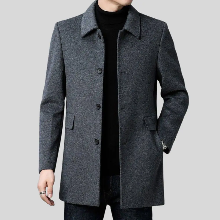 Men's Wool Overcoat with Tailored Fit – Classic Mid-Length Design for Formal and Smart Casual Wear 7