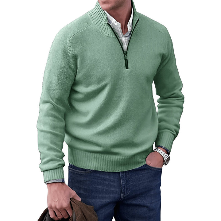 Mens Knit Jumper with Quarter-Zip Collar and Raglan Sleeves – Classic Regular Fit, Soft Warm Fabric 3