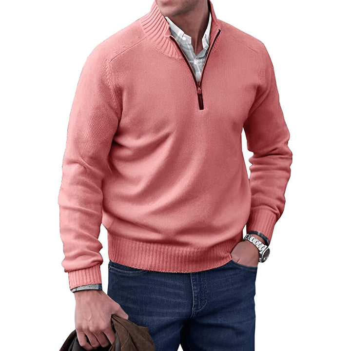 Mens Knit Jumper with Quarter-Zip Collar and Raglan Sleeves – Classic Regular Fit, Soft Warm Fabric 4