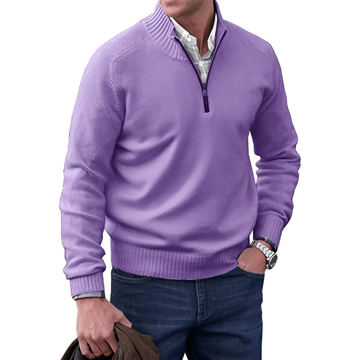 Mens Knit Jumper with Quarter-Zip Collar and Raglan Sleeves – Classic Regular Fit, Soft Warm Fabric 5