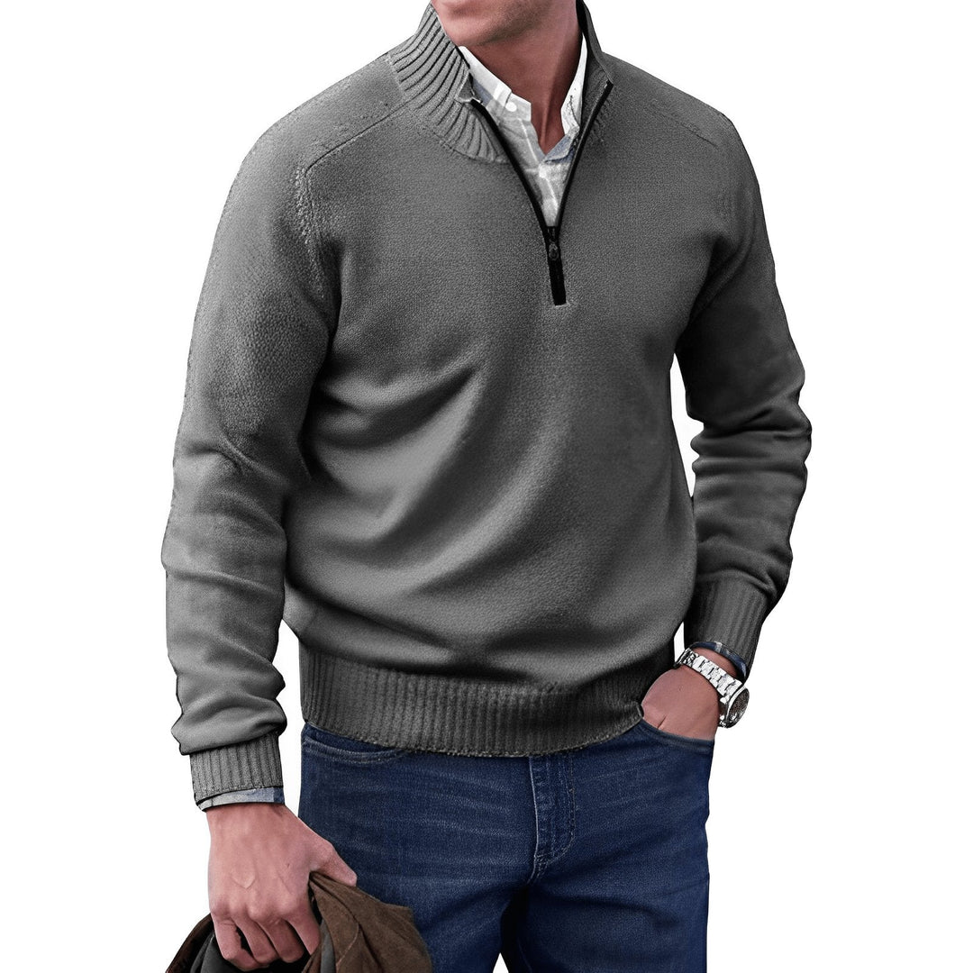 Mens Knit Jumper with Quarter-Zip Collar and Raglan Sleeves – Classic Regular Fit, Soft Warm Fabric 6
