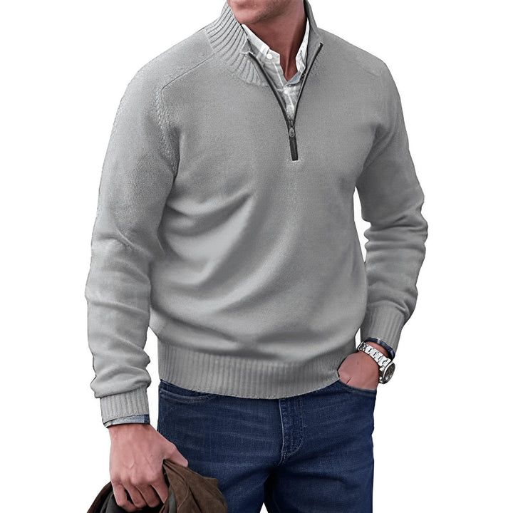 Mens Knit Jumper with Quarter-Zip Collar and Raglan Sleeves – Classic Regular Fit, Soft Warm Fabric 7