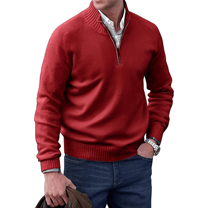 Mens Knit Jumper with Quarter-Zip Collar and Raglan Sleeves – Classic Regular Fit, Soft Warm Fabric 8