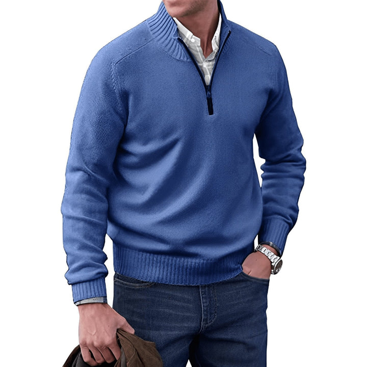 Mens Knit Jumper with Quarter-Zip Collar and Raglan Sleeves – Classic Regular Fit, Soft Warm Fabric 9