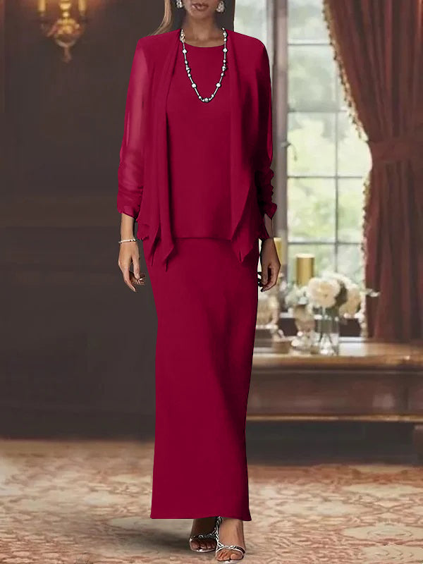 Mother of the Bride Dress Set with Jacket – Elegant Floor-Length Chiffon Sheath Gown for Formal Occasions 33