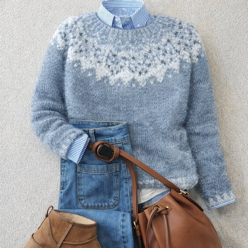 Nordic Fair Isle Sweater with Cozy Knit Design and Snowflake Pattern – Relaxed Fit Winter Sweater for Women 0
