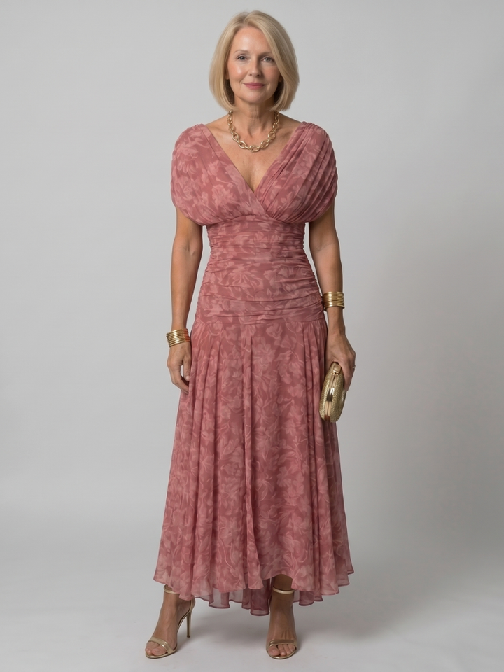Off Shoulder Midi Dress with Draped Neckline – Lightweight Summer Dress for Wedding Guests and Cocktail Events 8