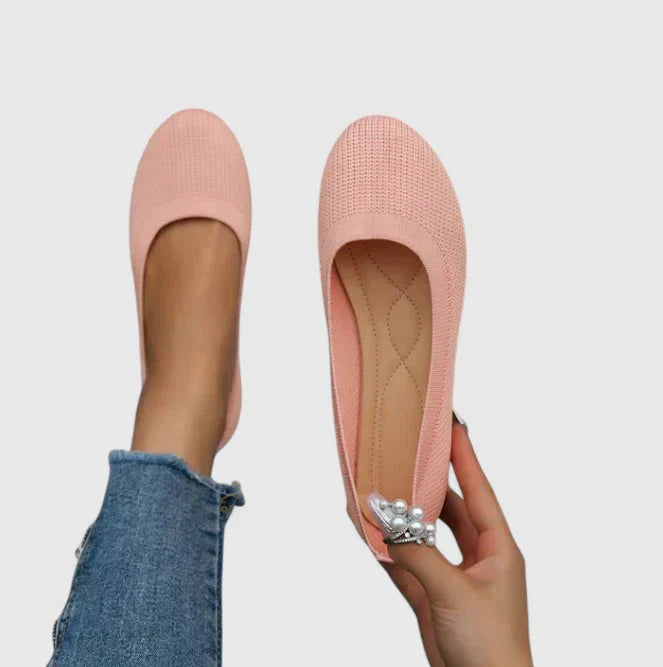 Orthopedic slip-on women's shoes featuring a cushioned footbed, designed for comfort and support, made from premium polyester and PU materials. 3