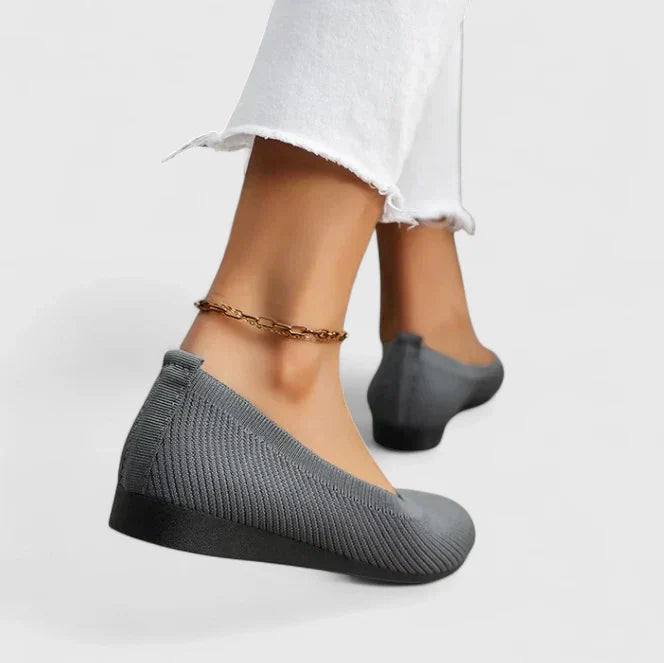 Orthopedic slip-on women's shoes featuring a cushioned footbed, designed for comfort and support, made from premium polyester and PU materials. 8