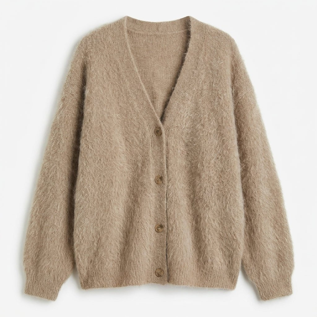 Oversized Cardigan with Deep V-Neck and Relaxed Fit – Women's Soft Knit Layering Piece 1
