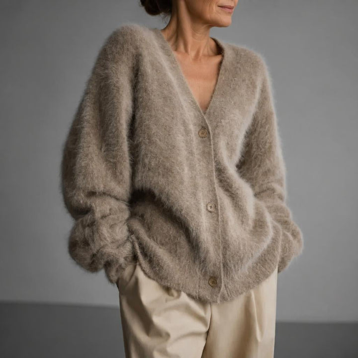 Oversized Cardigan with Deep V-Neck and Relaxed Fit – Women's Soft Knit Layering Piece 3