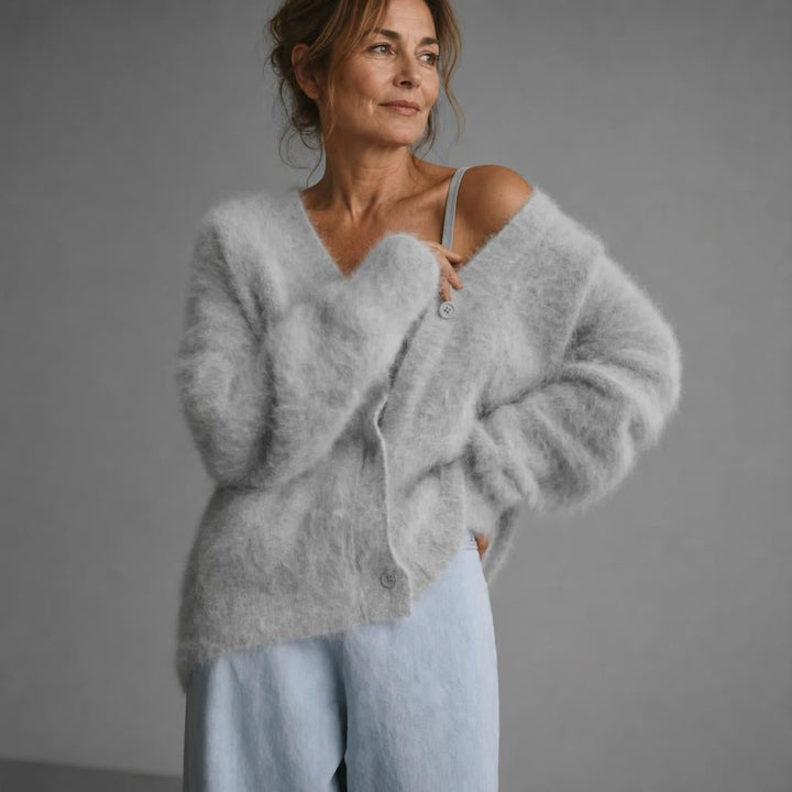 Oversized Cardigan with Deep V-Neck and Relaxed Fit – Women's Soft Knit Layering Piece 4
