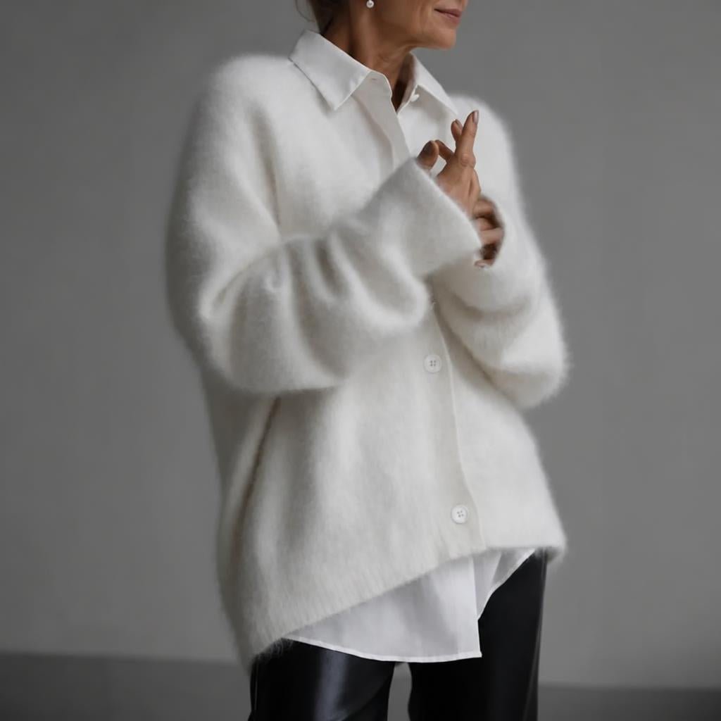 Oversized Cardigan with Deep V-Neck and Relaxed Fit – Women's Soft Knit Layering Piece 5