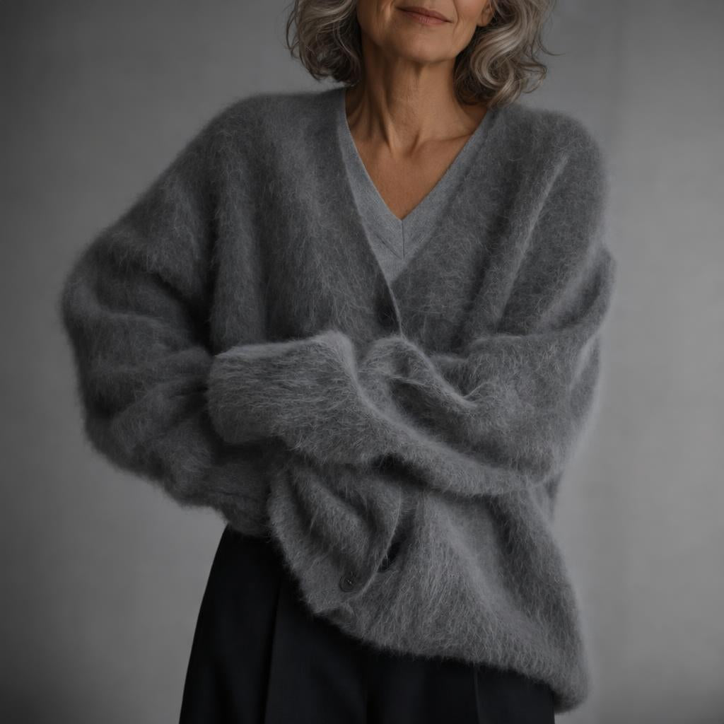 Oversized Cardigan with Deep V-Neck and Relaxed Fit – Women's Soft Knit Layering Piece 6