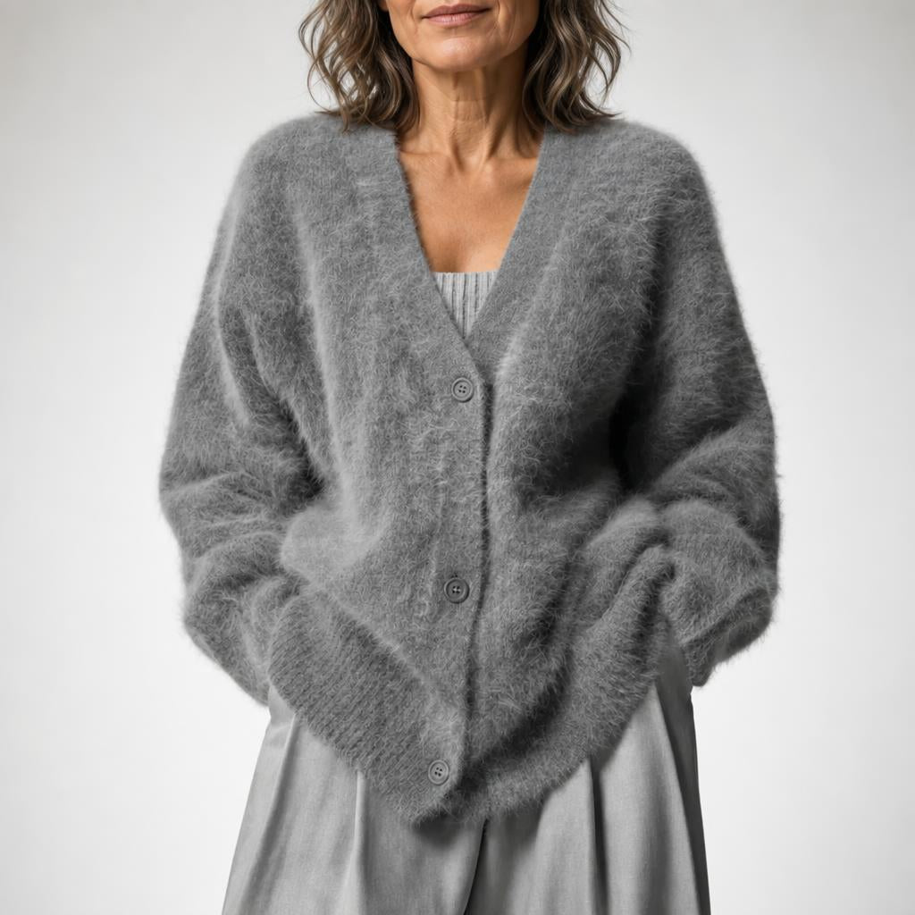 Oversized Cardigan with Deep V-Neck and Relaxed Fit – Women's Soft Knit Layering Piece 7