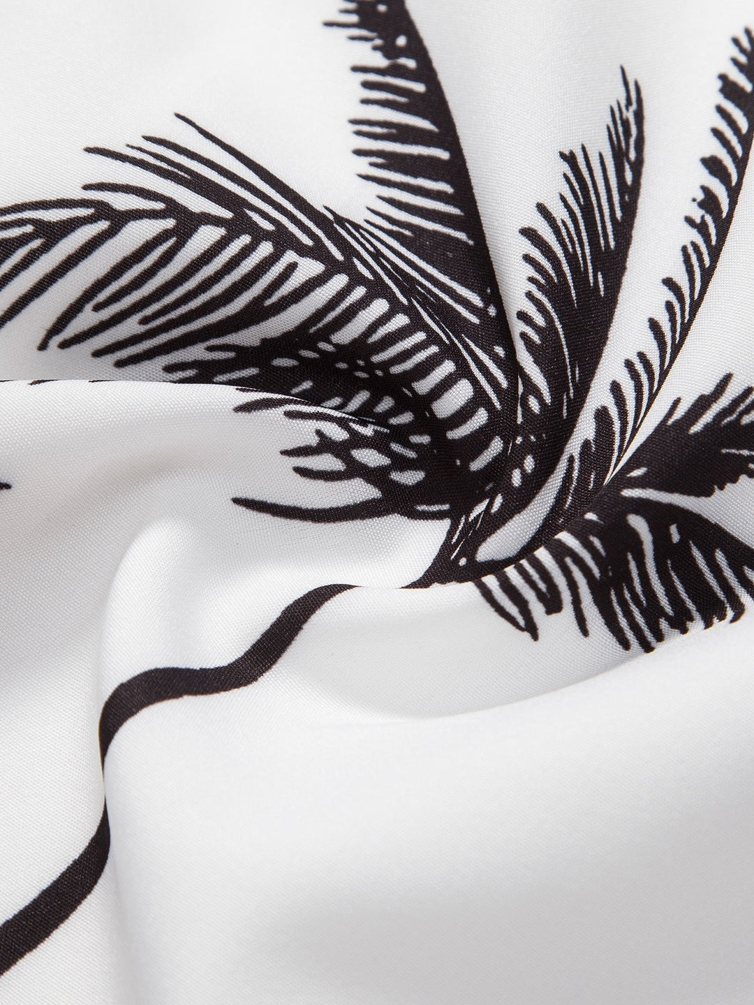 Palm tree print shirt paired with striped swim shorts set, made from 100% polyester, designed for a regular fit, perfect for summer beachwear. 5
