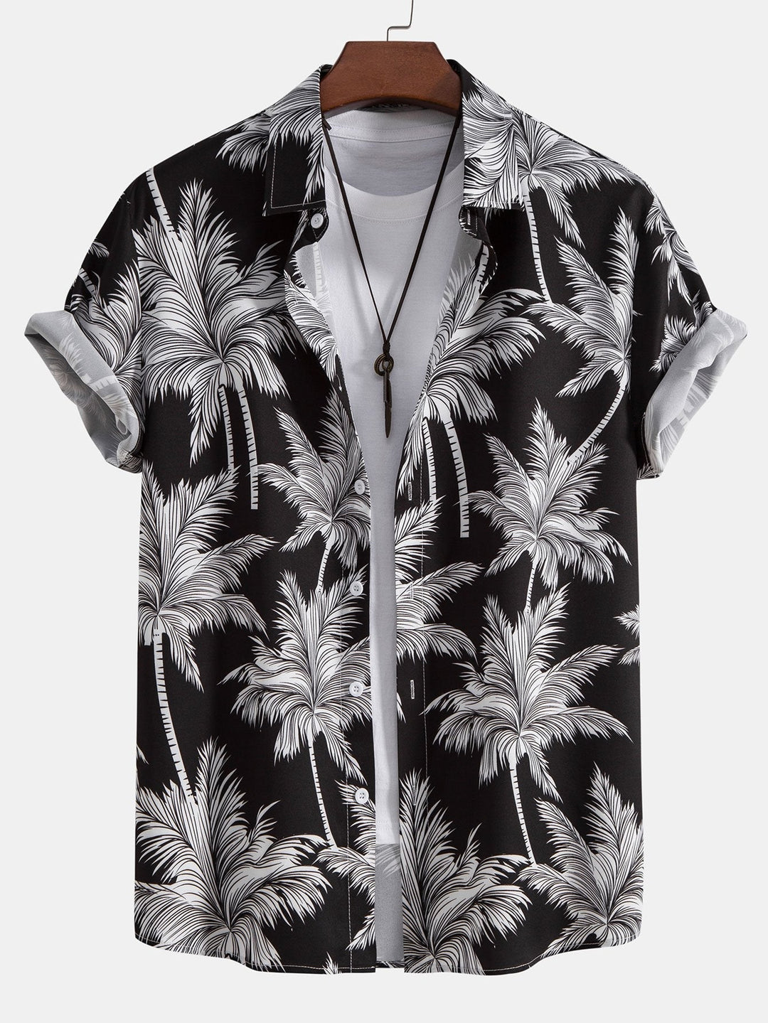 Palm Tree Print Shirt and Swim Shorts Set – 100% Polyester, Regular Fit, Casual Summer Apparel 5