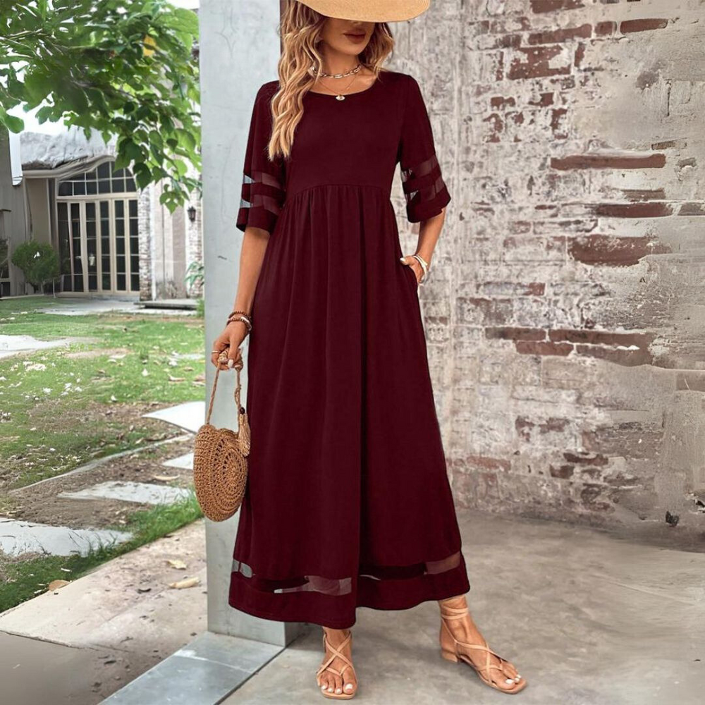 Tummy-Smoothing Midi Dress with Empire Waist and Flowing Skirt – Long Sleeve White Midi Dress for Women 1