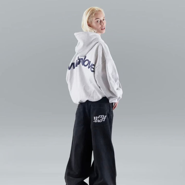 Unisex oversized hoodie featuring a bold graphic design, made from heavyweight cotton-blend fleece for comfortable and stylish streetwear. 5