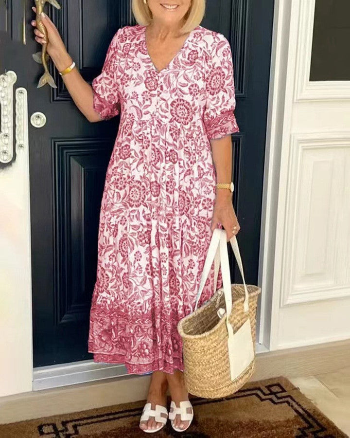 V-Neck Floral Maxi Dress with Relaxed Fit – Soft Breathable Fabric for Summer Wear 2