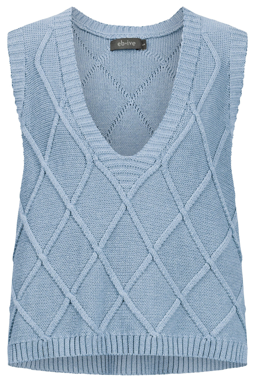 V-Neck Knitted Vest for Women in Breathable Cotton featuring a trendy checkerboard pattern, perfect for stylish layering. 0