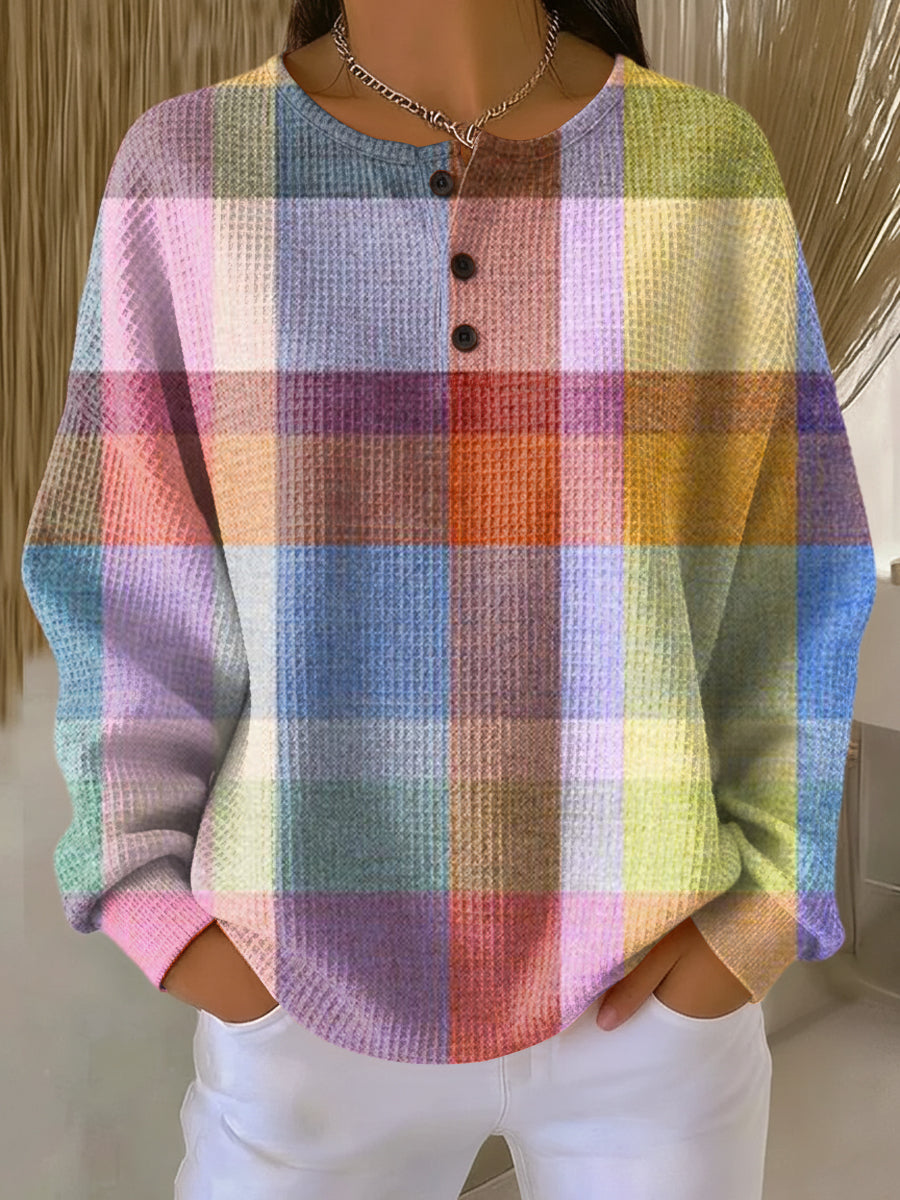 Waffle Knit Winter Sweater with Soft Brushed Interior – Cozy Thermal Protection for Women 0