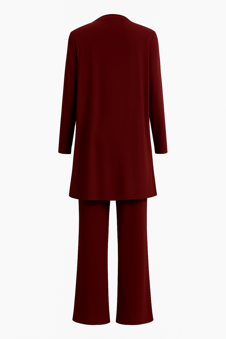 Women's 3-Piece Cardigan Set with Wide-Leg Trousers – Versatile Autumn Outfit in Multiple Colors 3