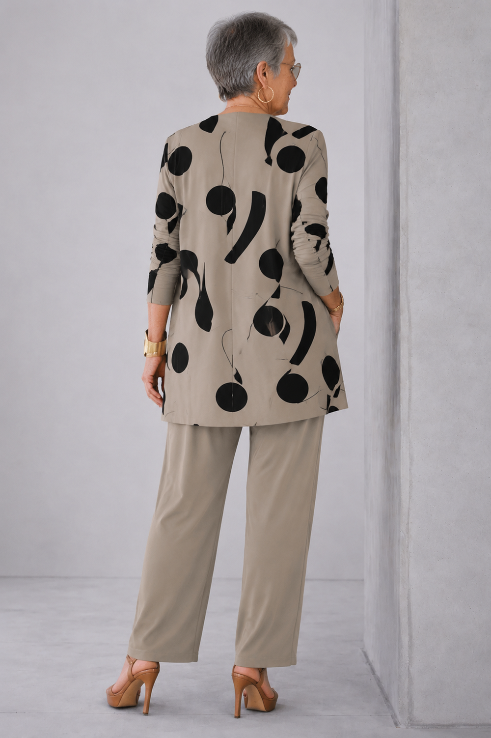 Women's 3-Piece Set with Relaxed Fit Cardigan, Long Sleeve Top, and Wide-Leg Trousers – Earthy Tones for Casual Elegance 1