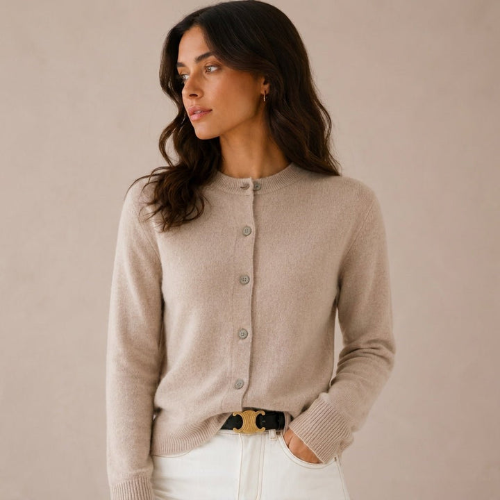 Women's Cashmere Cardigan with Button Front and Round Neck – Fitted Style for Versatile Layering 7