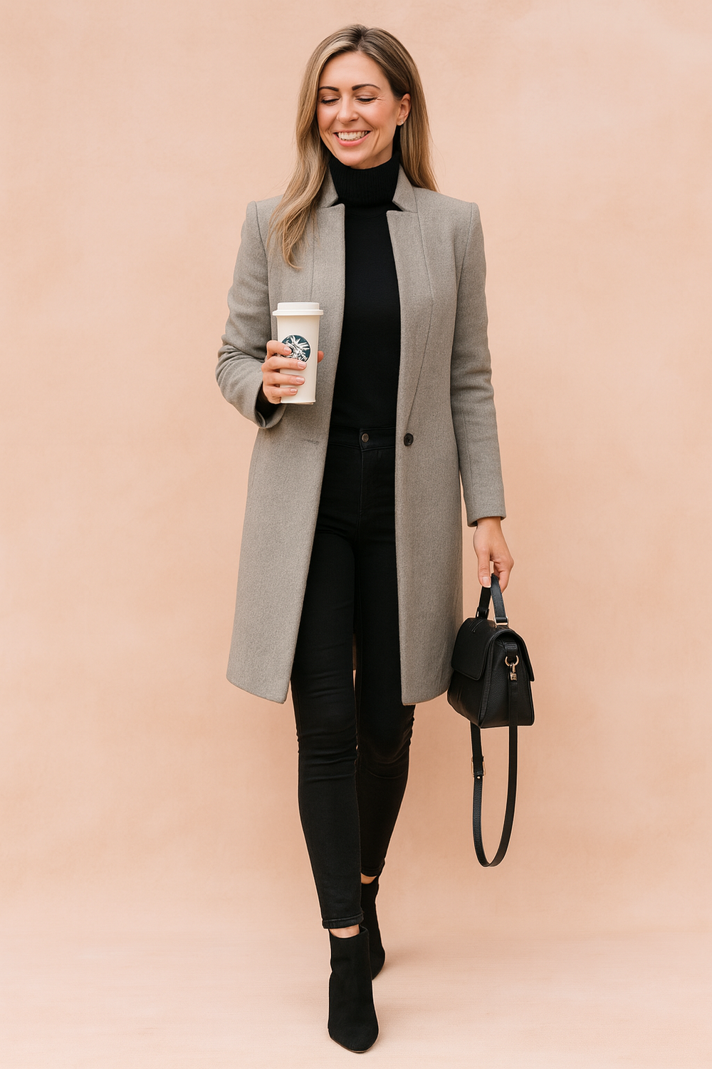 Women's Coat with Fitted Silhouette – Lightweight Minimalist Design in Polyester Blend 1