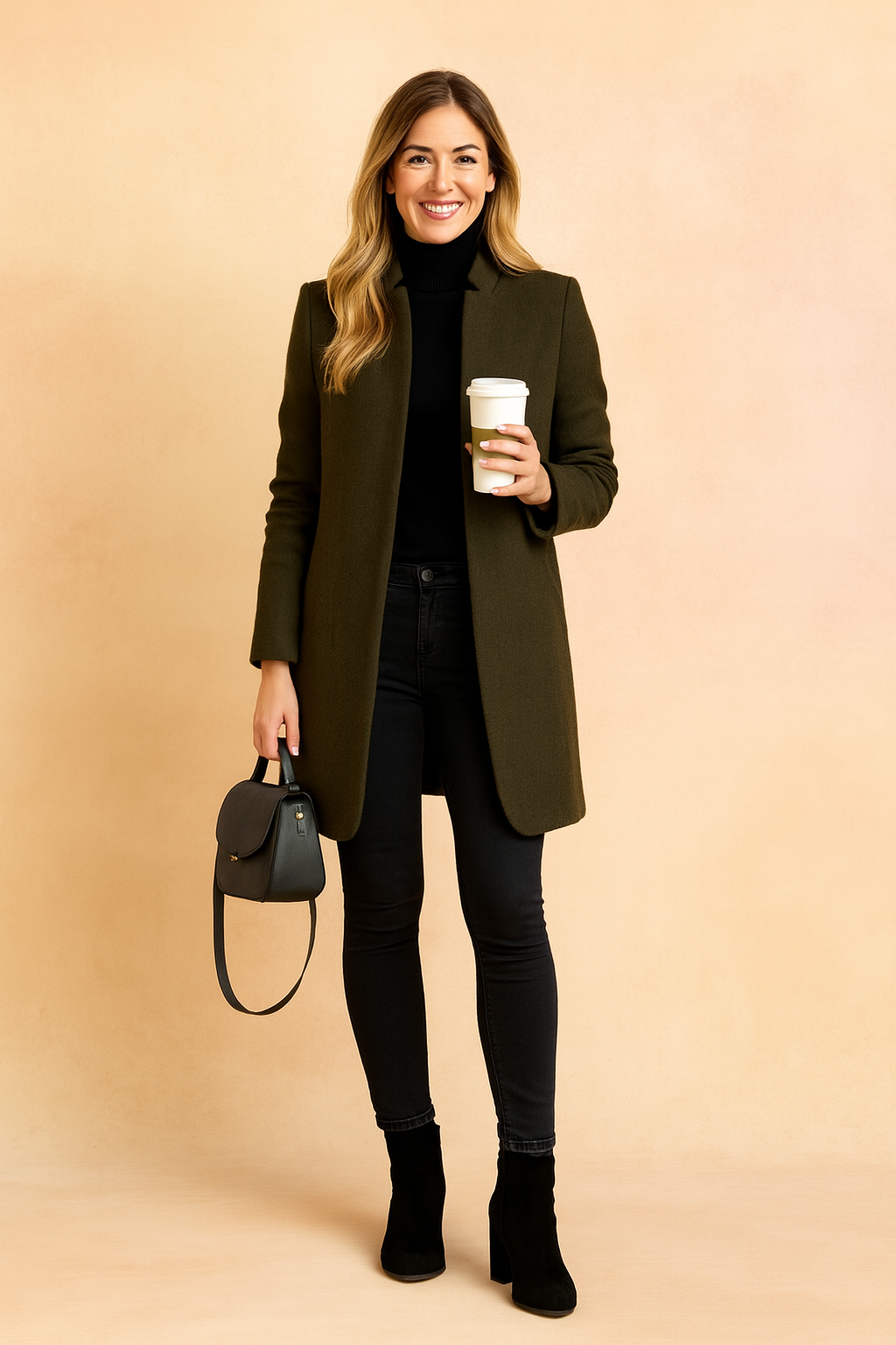 Women's Coat with Fitted Silhouette – Lightweight Minimalist Design in Polyester Blend 4