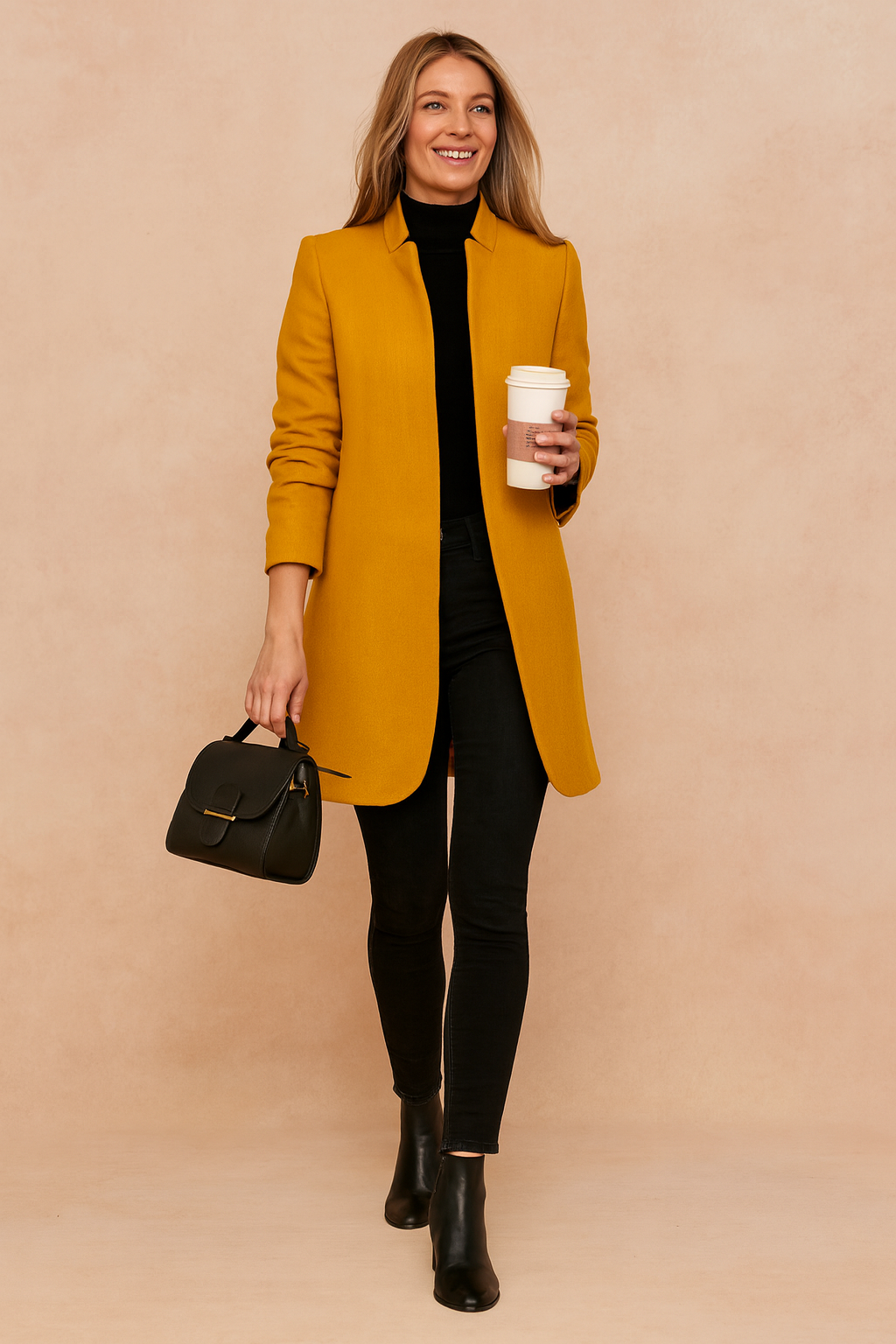 Women's Coat with Fitted Silhouette – Lightweight Minimalist Design in Polyester Blend 5
