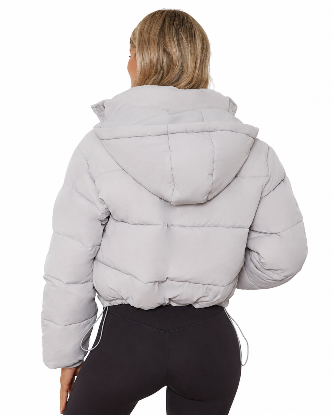 Women's Cropped Hooded Puffer Jacket with Zip Closure – Quilted Insulated Design for Winter Warmth 5