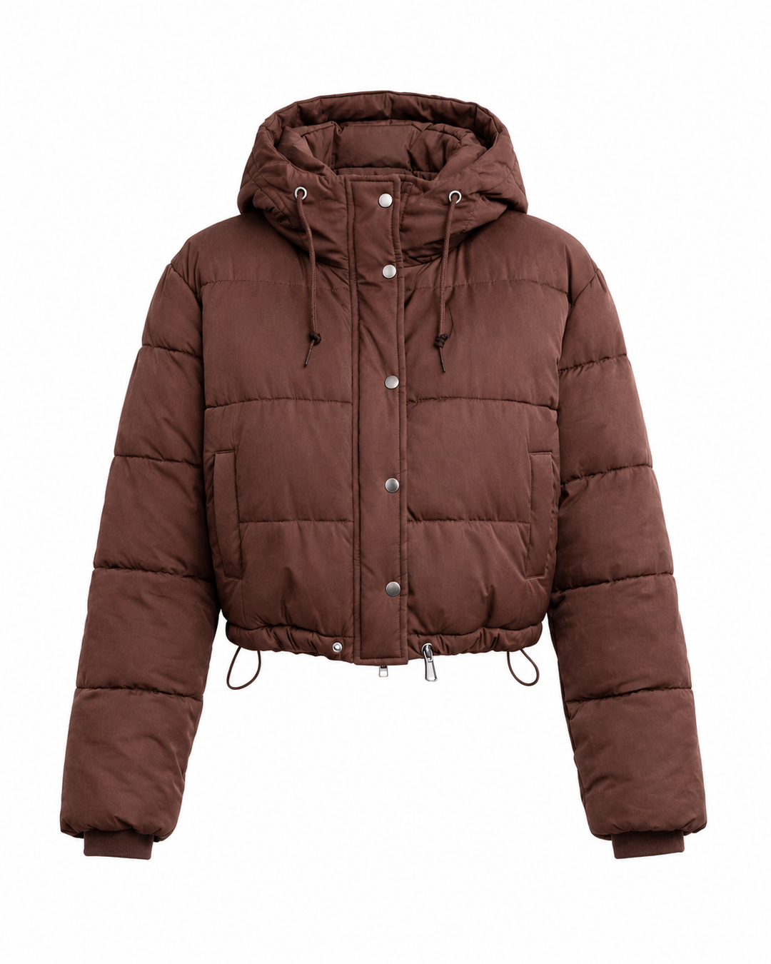 Women's Cropped Hooded Puffer Jacket with Zip Closure – Quilted Insulated Design for Winter Warmth 6