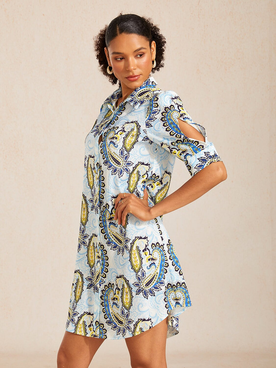 Women's vintage satin shirt dress with leopard print and relaxed fit, perfect for summer outings. 13
