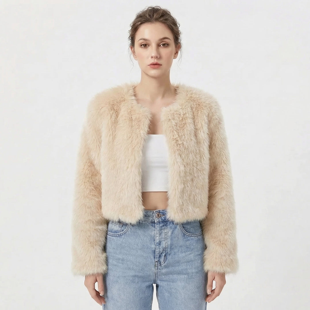 Women's Faux Fur Jacket with Cropped Silhouette – Soft Lightweight Winter Layer – Elegant Evening Wear 4