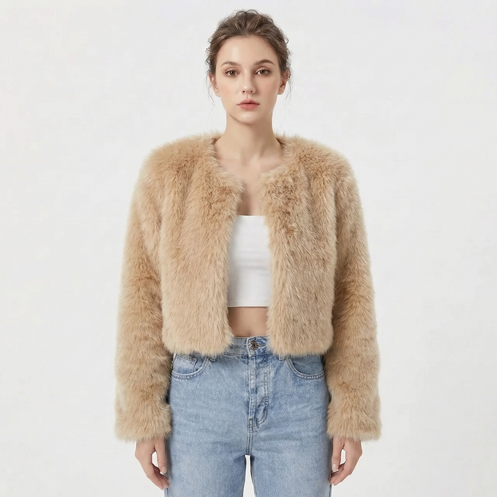 Women's Faux Fur Jacket with Cropped Silhouette – Soft Lightweight Winter Layer – Elegant Evening Wear 5
