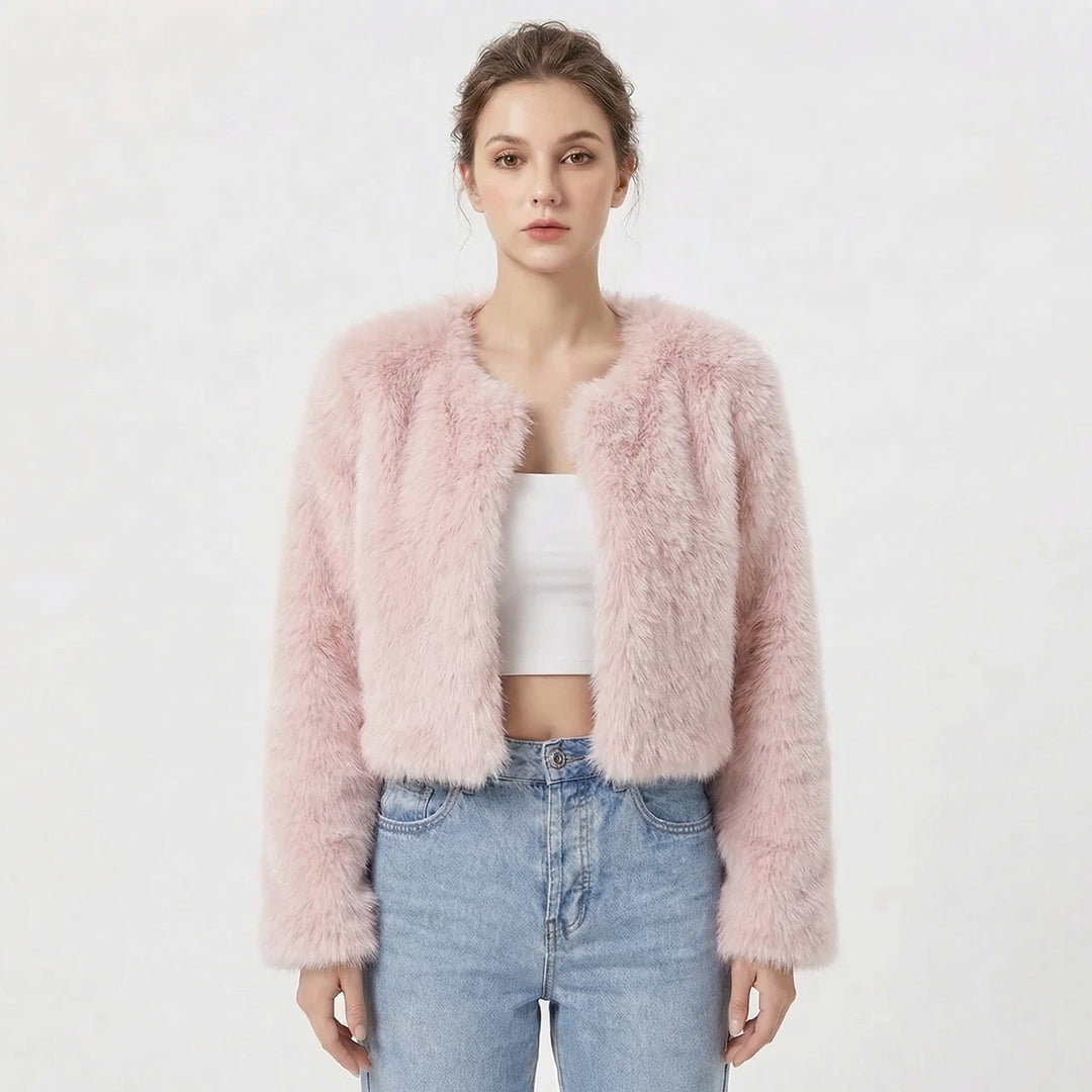 Women's Faux Fur Jacket with Cropped Silhouette – Soft Lightweight Winter Layer – Elegant Evening Wear 6