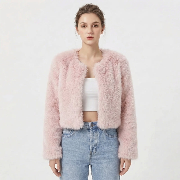 Women's Faux Fur Jacket with Cropped Silhouette – Soft Lightweight Winter Layer – Elegant Evening Wear 6