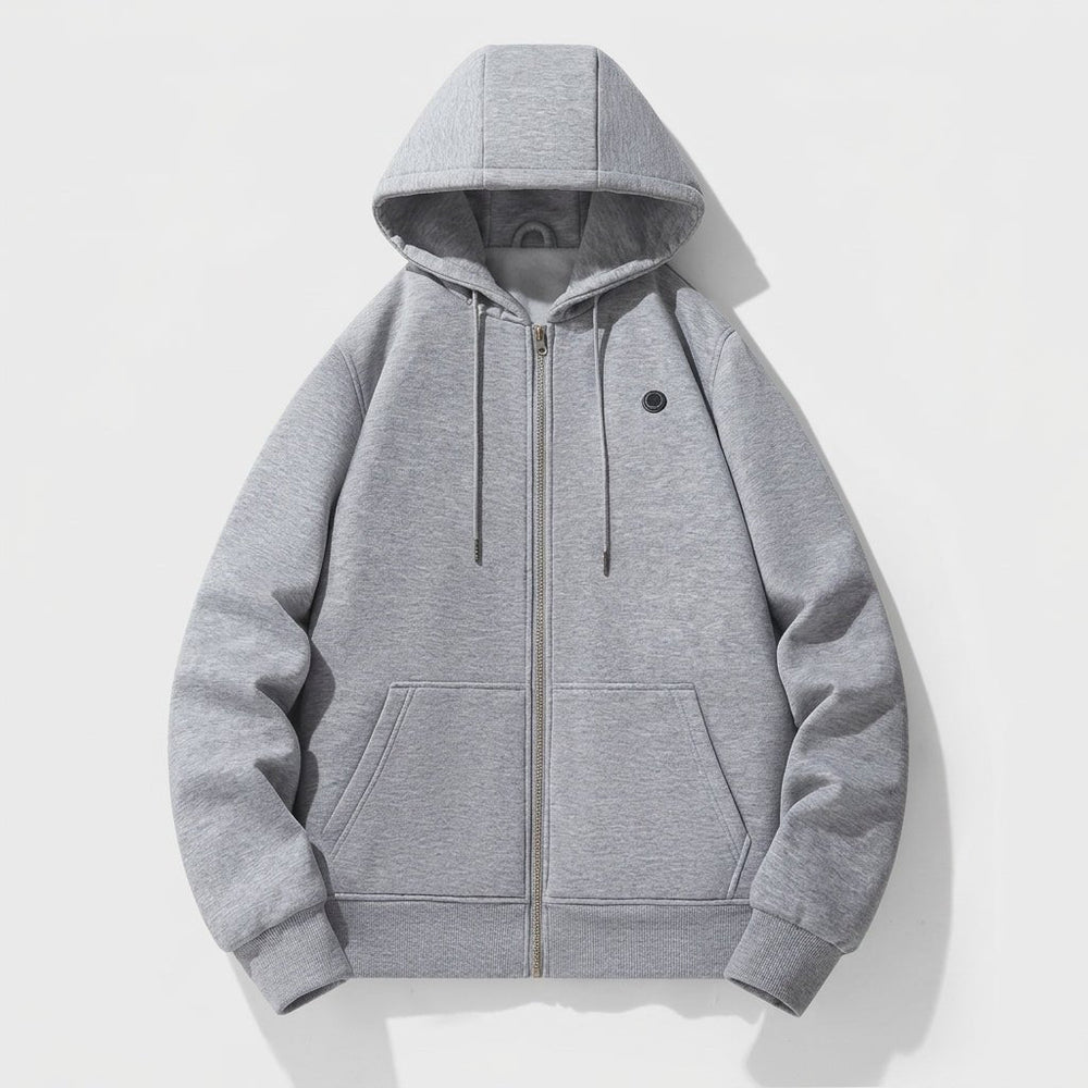 Women's Heated Zip-Up Hoodie with 3-Level Heat Control and Kangaroo Pocket – Warm Polyester Blend for Cold Weather 1