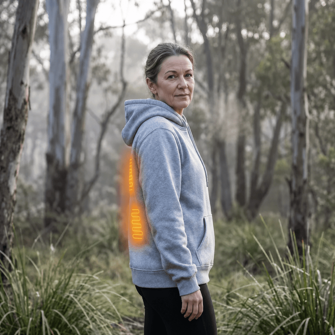 Women's Heated Zip-Up Hoodie with 3-Level Heat Control and Kangaroo Pocket – Warm Polyester Blend for Cold Weather 3