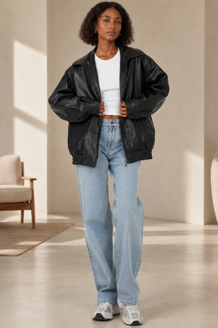 Women's Jacket Oversized Fit in Leather Look – Casual Style for Everyday Wear 1