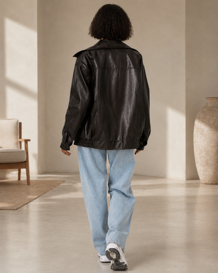 Women's Jacket Oversized Fit in Leather Look – Casual Style for Everyday Wear 2