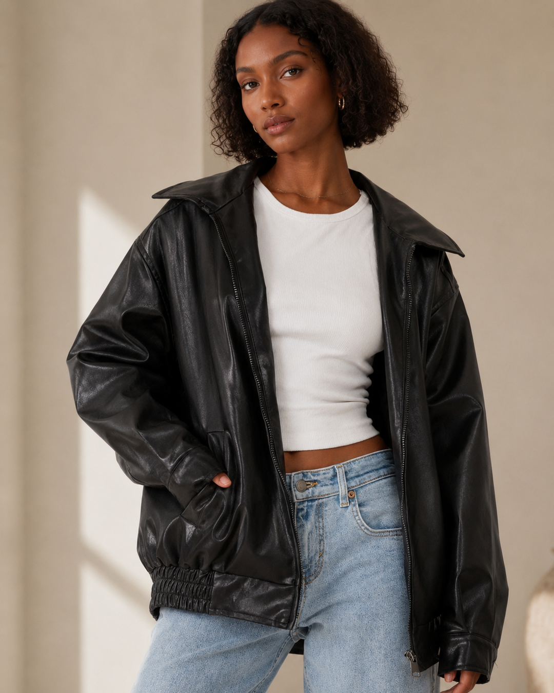 Women's Jacket Oversized Fit in Leather Look – Casual Style for Everyday Wear 6
